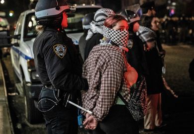Members of the NYPD detain protesters from the pro-Palestinian protest encampment and Hamilton Hall, Columbia University where demonstrators barricaded themselves inside on April 30, 2024 in New York City Members of the NYPD detain protesters from the pro-Palestinian protest encampment and Hamilton Hall, Columbia University where demonstrators barricaded themselves inside on April 30, 2024 in New York City