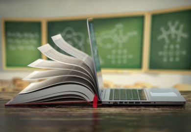 A laptop computer/textbook, symbolising digital humanities