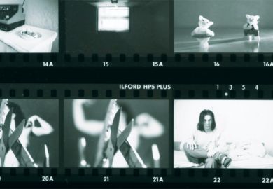 Contact sheet of black and white photos