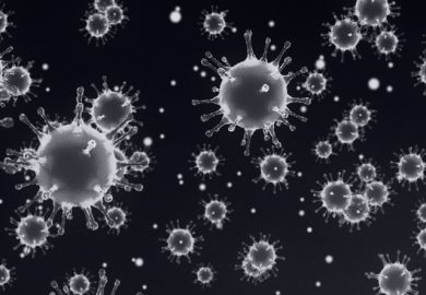 White coronaviruses that resemble snowflakes