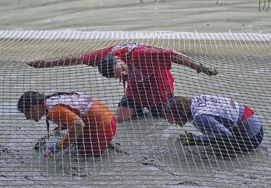 Crawling under net