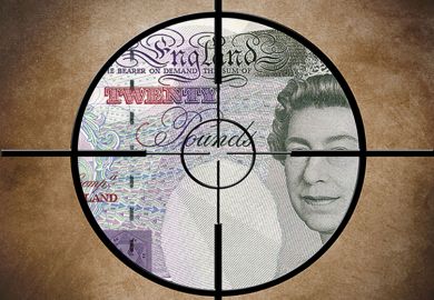 Crosshair on money