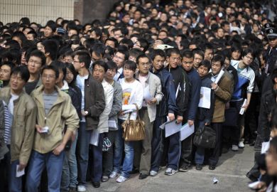 Crowd of graduates waiting for job fair, China Crowd of graduates waiting for job fair, China