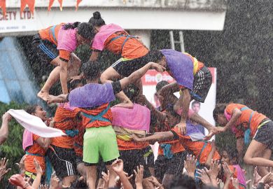 crowd of people climbing