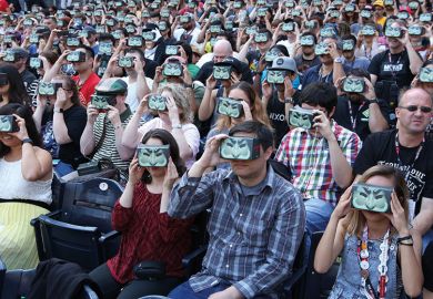 Crowd with VR headsets Crowd with VR headsets