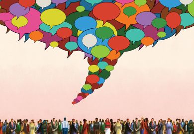 Crowd and speech bubble