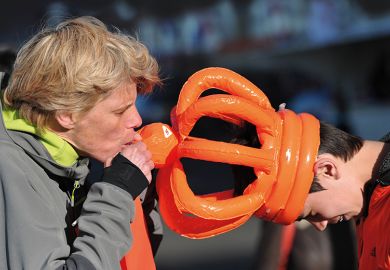 Orange inflatable crown