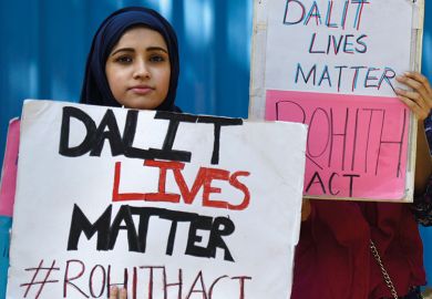 Protest demanding justice for Dalit scholar Rohith Vemula outside Shastri Bhavan in New Delhi, India, 2016  Protest demanding justice for Dalit scholar Rohith Vemula outside Shastri Bhavan in New Delhi, India, 2016