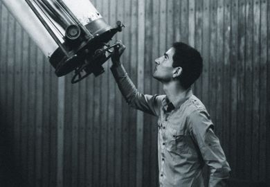 David Sobral, Lancaster University, looking at telescope David Sobral, Lancaster University, looking at telescope