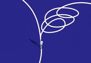 Divergent paths - one direct, the other convoluted, symbolising two approaches to the REF