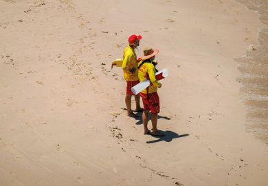 Two lifeguards on Australian beach Two lifeguards on Australian beach