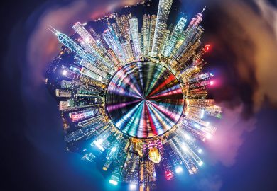 Cityscape with little planet effect, shot in Hong Kong at night Cityscape with little planet effect, shot in Hong Kong at night