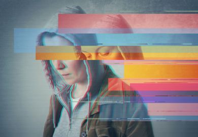 A digital photo of a person with glitches A digital photo of a person with glitches, symbolising digital poverty