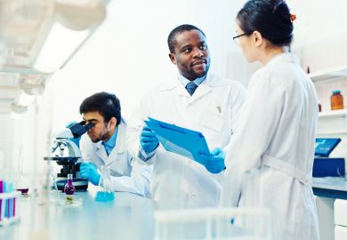 Diverse scientists in a lab