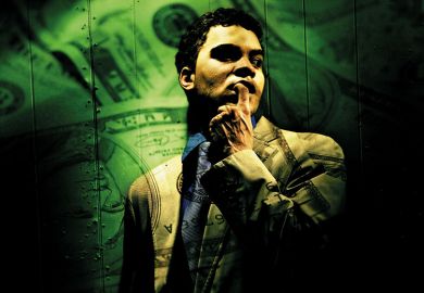 Man thinking with money background