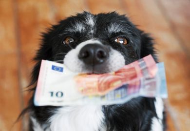 A dog offers banknotes A dog offers banknotes, symbolising payment for peer review