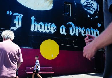 'I have a dream' mural featuring Aboriginal flag in Newtown, Sydney