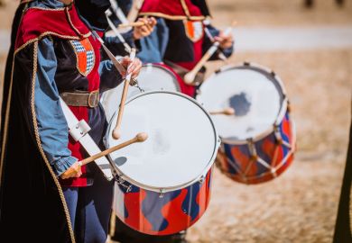 Drummers in medieval parade