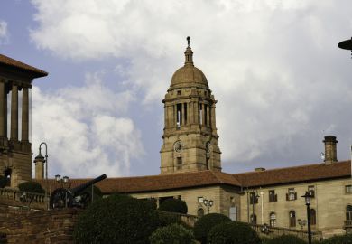 Eastern clock tower and buildings of the Union Buildings, Pretoria, South Africa