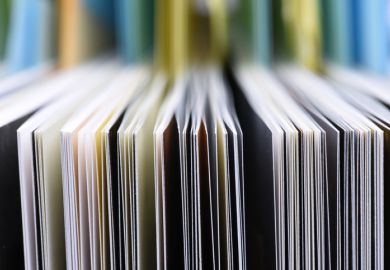 Edge of open book pages