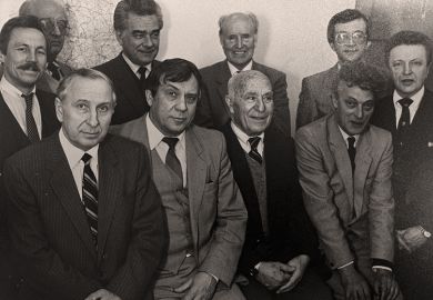 Professor John Erickson (front right) and a group of participants in the Edinburgh Conversations, circa 1986. The dialogues starting in 1981 between Western and Soviet academics and diplomats helped facilitate the end of the Cold War
