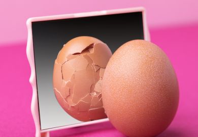 A whole egg looks in the mirror, but a broken one is reflected