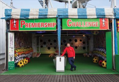 Empty football fairground game