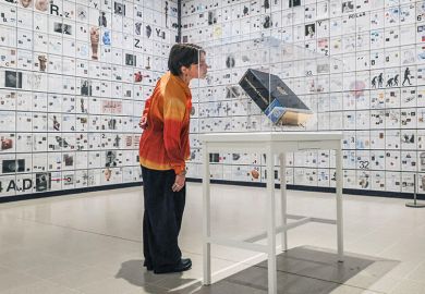 Art exhibit showing an encyclopedia. As an illustration of how the The Literary Encyclopedia could be considered as a financing mechanism for academic journals Art exhibit showing an encyclopedia. As an illustration of how the The Literary Encyclopedia could be considered as a financing mechanism for academic journals