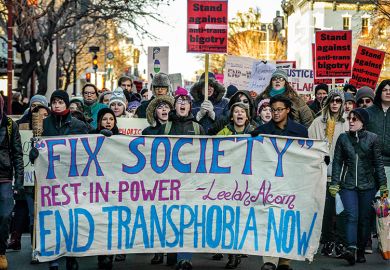 End transphobia demonstrators