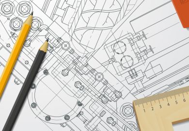 Engineering illustration on drawing board Engineering illustration on drawing board