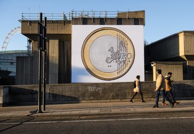 Euro coin on billboard