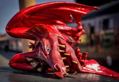 A fallen red Welsh dragon, illustrating whether the regulator Medr can find its teeth and reshape the Welsh university sector. A fallen red Welsh dragon, illustrating whether the regulator Medr can find its teeth and reshape the Welsh university sector.