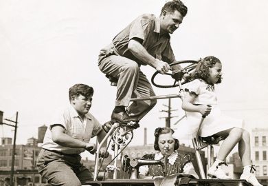 Family riding a bike