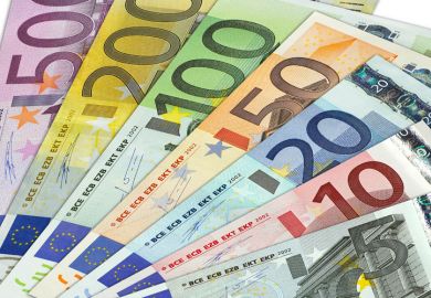 Fan of Euro currency notes