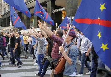 Milan, Italy, demonstration of neo-fascist group Casa Pound against the European Community