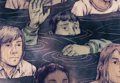 Illustration of students sinking Illustration of students sinking