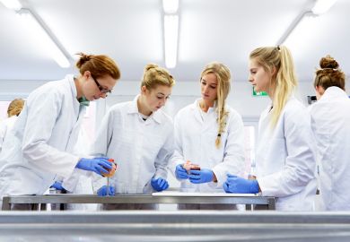 Female students in the lab