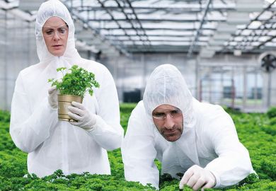 Scientists in green house Scientists in green house