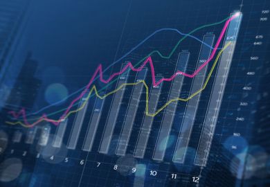 A financial graph projecting upwards