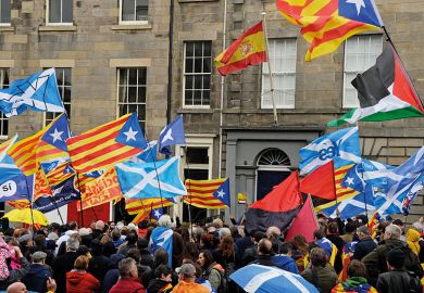 catalan and Scottish flags