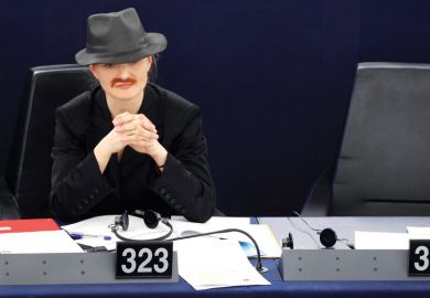 Franziska Brantner disguised as man, European Parliament, Strasbourg Franziska Brantner disguised as man, European Parliament, Strasbourg