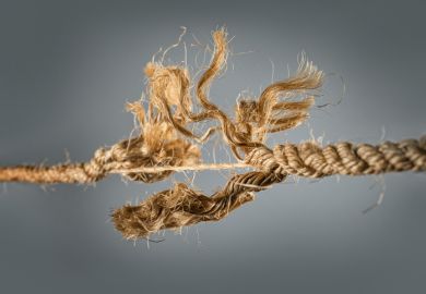 Frayed rope near to break