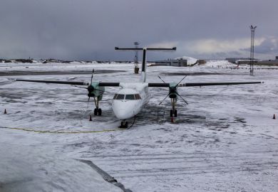 Frozen plane at Svolvaer airport