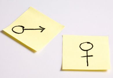 Gender symbols drawn on Post-it notes