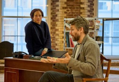 Georgia Landers (Quinn) and Julian Ovenden (Charles Nichols) in rehearsals for Power of Sail