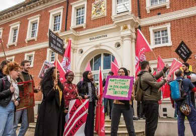 Security Officers and supporters at Goldsmiths College in South London marched through the campus Security Officers and supporters at Goldsmiths College in South London marched through the campus to illustrate Goldsmiths under siege: can a once-radical university survive?