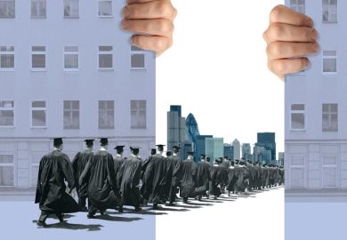 Graduates marching towards City of London Graduates marching towards City of London