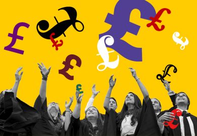 Graduates reaching to catch various pound sterling symbols. To illustrate the wide variety in earnings outcomes for graduates, and graduate earnings surveys have highlighted that existing figures are an uncertain measure of a degree’s value.