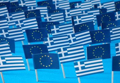 Greek and European Union flags greece, greek flag, european union