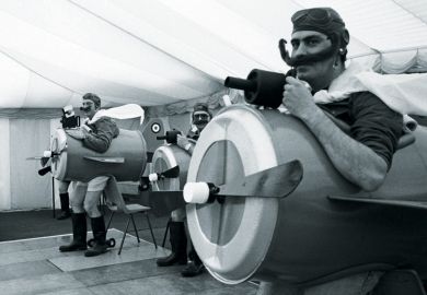 Group of men dressed in Spitfire pilot costumes